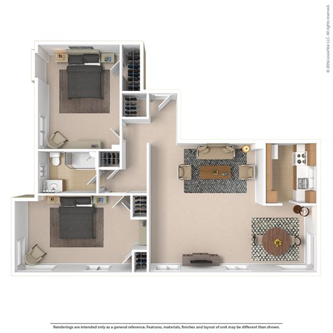 A floor plan of a two-story apartment with a living room, kitchen, and bathroom on the first floor, and a bedroom with a balcony on the second floor.
